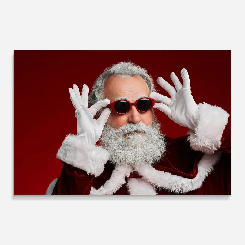 Preis Gesenkt Glasbild Red Sunglasses Santa