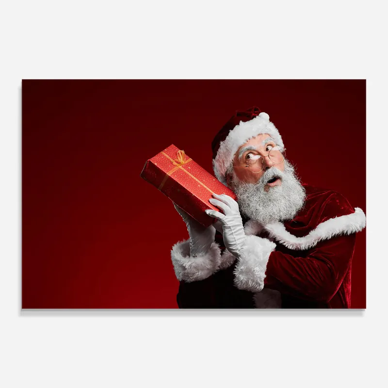 Sichere Zahlung Glasbild Santa Holding Present
