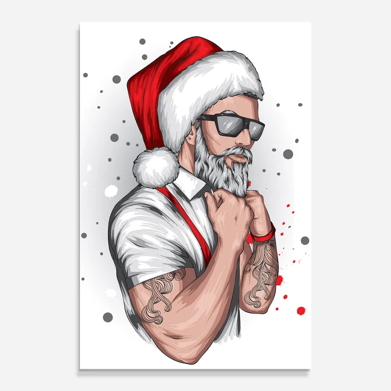 Glasbild Tattoo Santa Meistverkauft