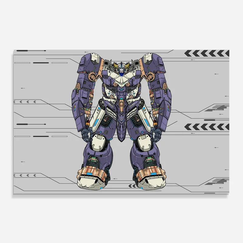 Neuheit Glasbild Purple Yellow Robot
