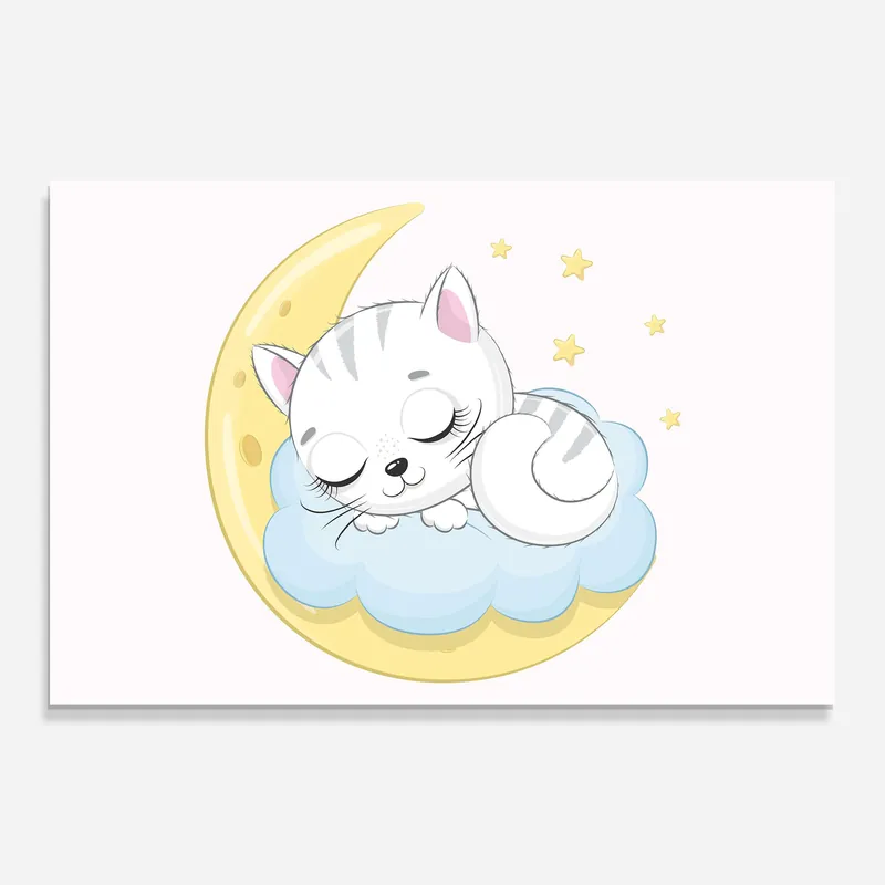 Beliebt Glasbild Moon Cat Sleeping