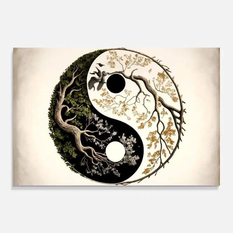 Markenware Glasbild Tree Yinyang