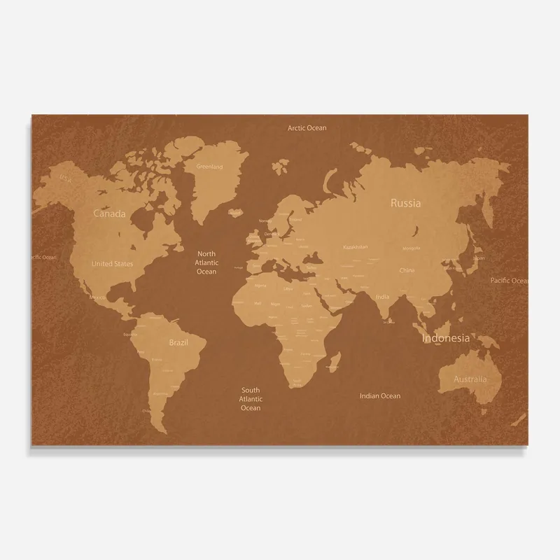 Glasbild Vintage Brown Map Kostenfreie Lieferung
