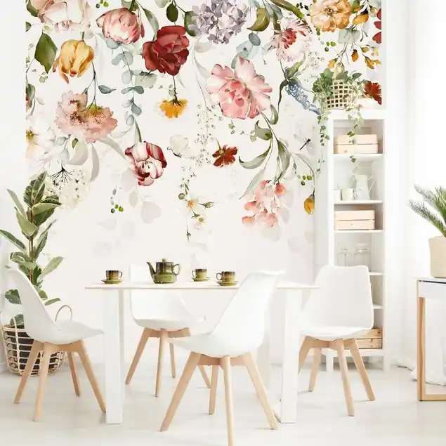 Super-Preis Rankende Blumen Aquarell Fototapete • Vliestapete + Kleister • hergestellt in Deutschland