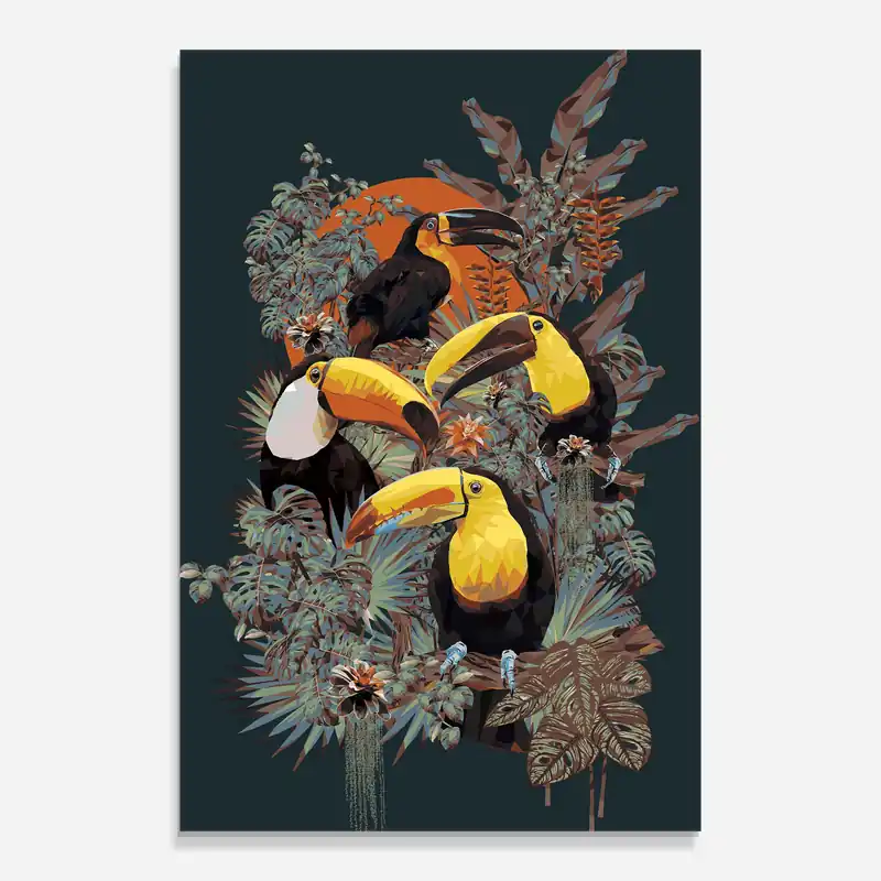 Neuheit Glasbild Toucan Birds