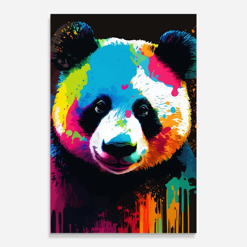 Glasbild Panda Color Art Beliebt