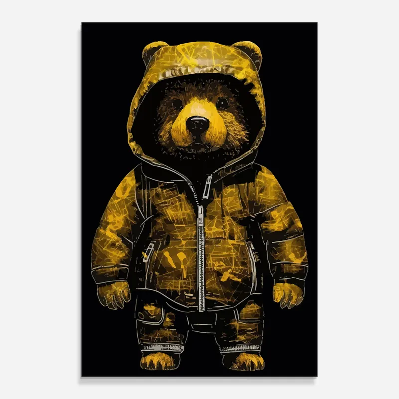 Glasbild Yellow Small Bear Mega-Angebot