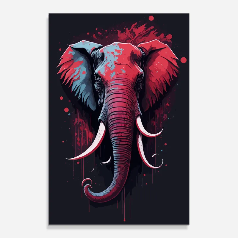 Glasbild Red Blue Elephant Wochenendangebot