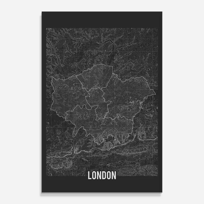 Günstig Glasbild London Grey Map