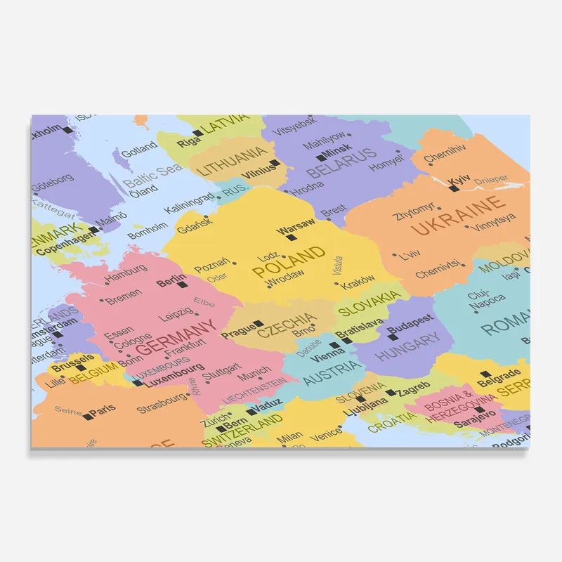 Glasbild Poland Color Map Sonderangebot