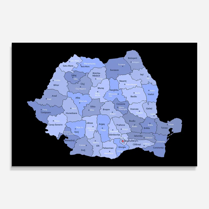 Top-Angebot Glasbild Romania Purple Map