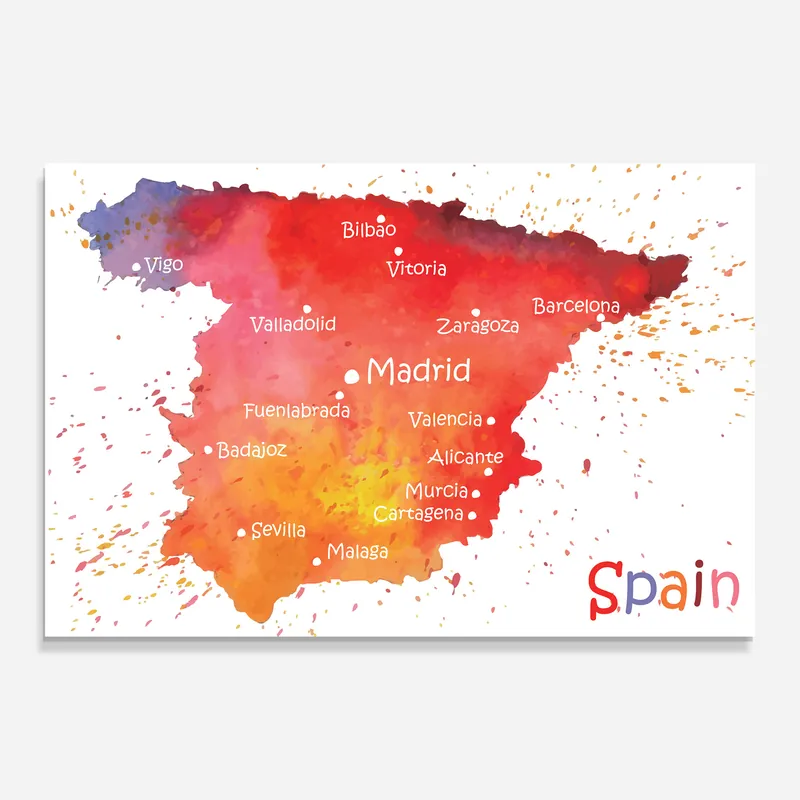 Glasbild Spain Map Letzte Chance