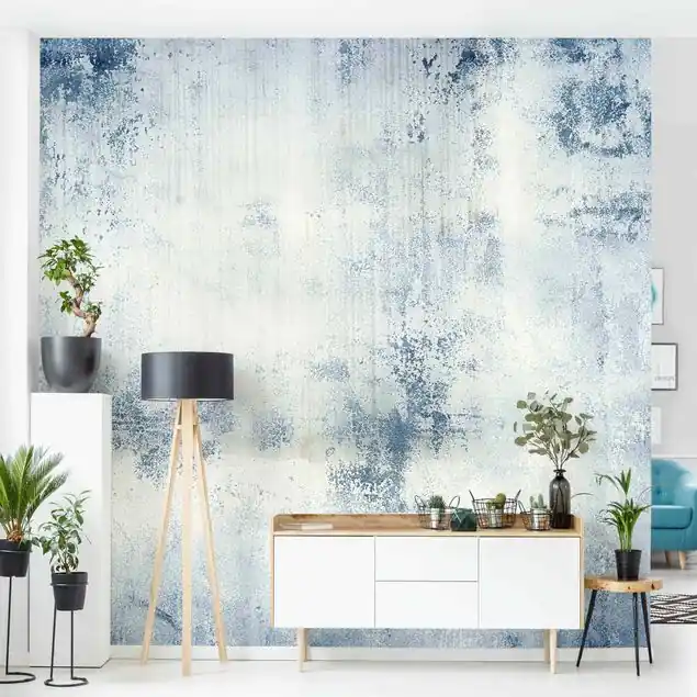 Beliebt Betonwand Shabby Putz Blau Fototapete • Vliestapete + Kleister • hergestellt in Deutschland