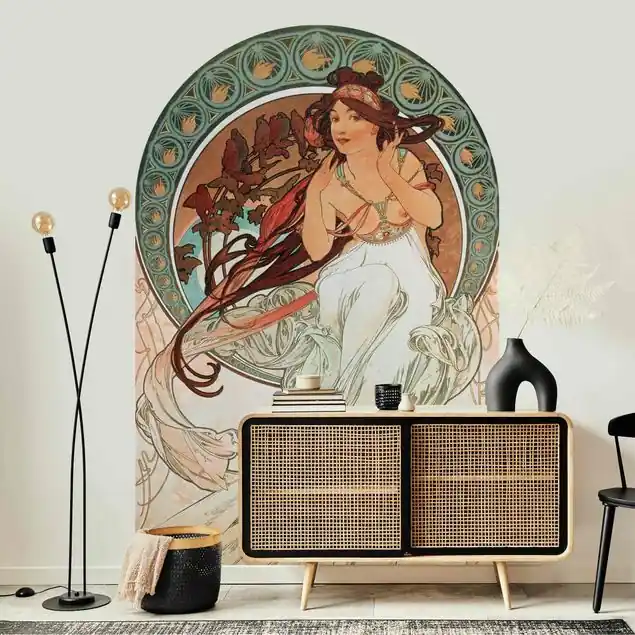 Alfons Mucha - Vier Künste - Die Musik Rundbogen Tapete Jetzt Bestellen