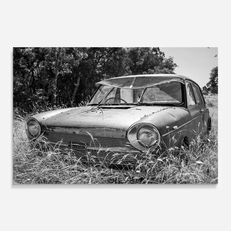 Sichere Zahlung Glasbild Old Field Car