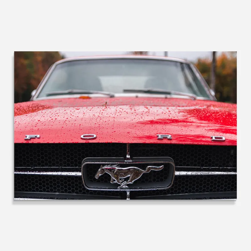 Online Kaufen Glasbild Rainy Red Car