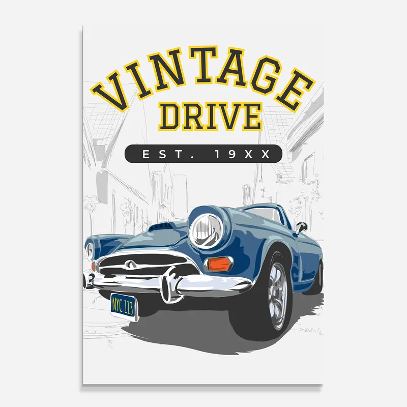 Glasbild Vintage Drive Kostenfreie Lieferung