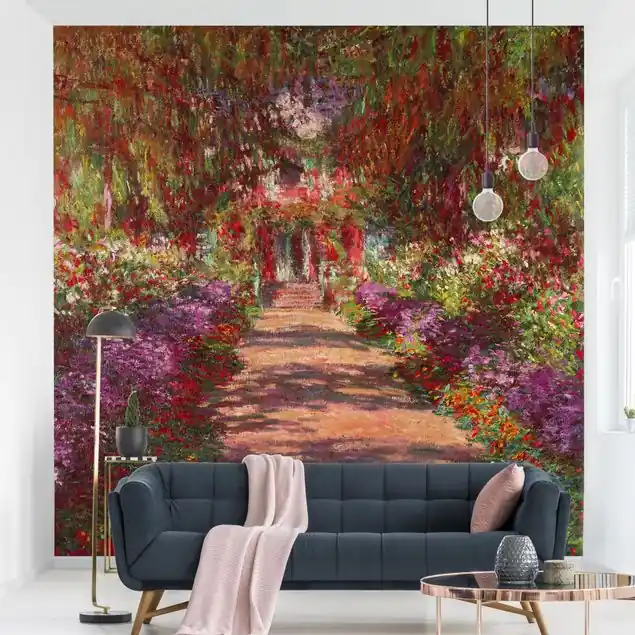Claude Monet - Weg in Monets Garten in Giverny Fototapete • Vliestapete + Kleister • hergestellt in Deutschland Preis Gesenkt