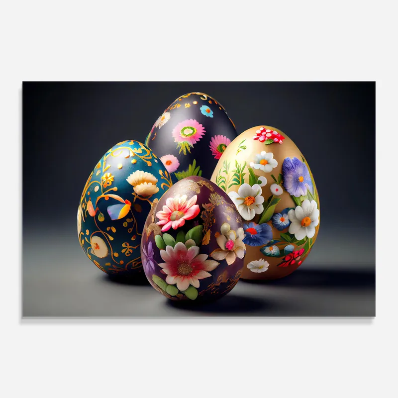 Glasbild Easter Egs Flowers Günstig