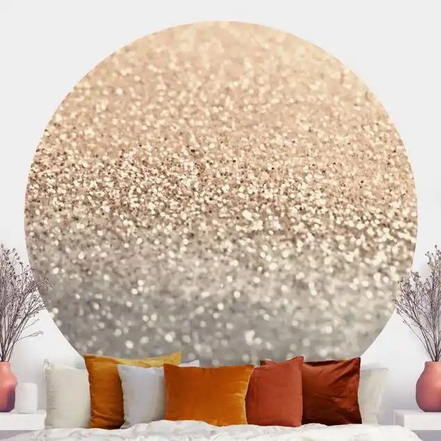 Aktuell Goldene Glitzerlandschaft Runde Mustertapete