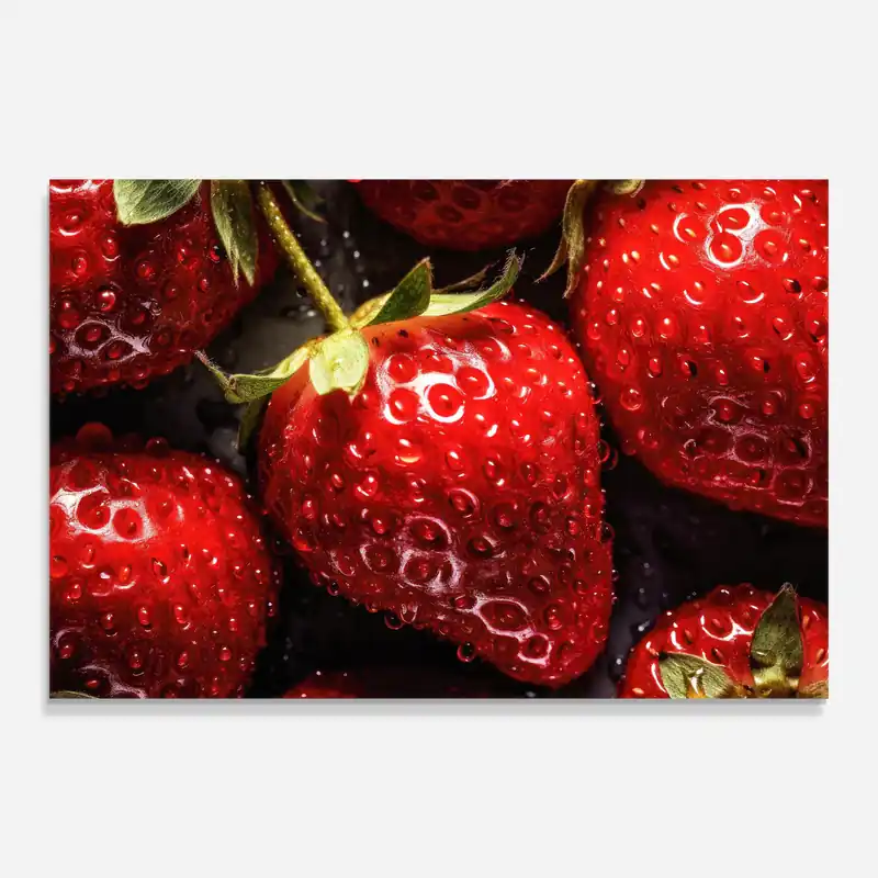 Highlight Glasbild Wet Strawberries