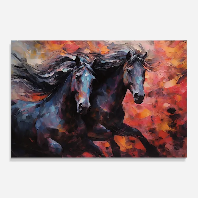 Abverkauf Glasbild Running Horses