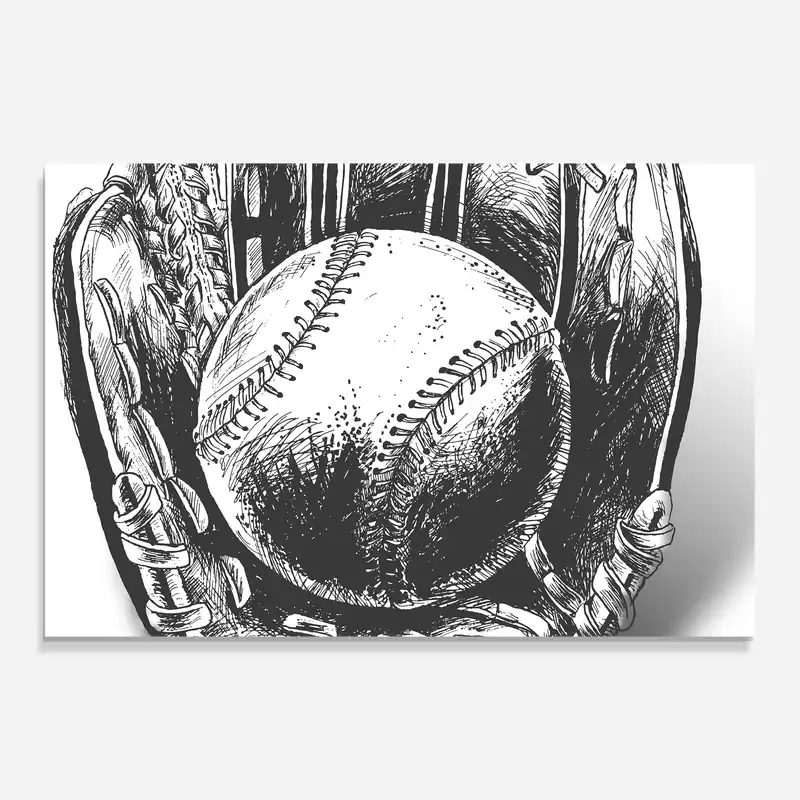 Glasbild Grey Glove Baseball Markenprodukt
