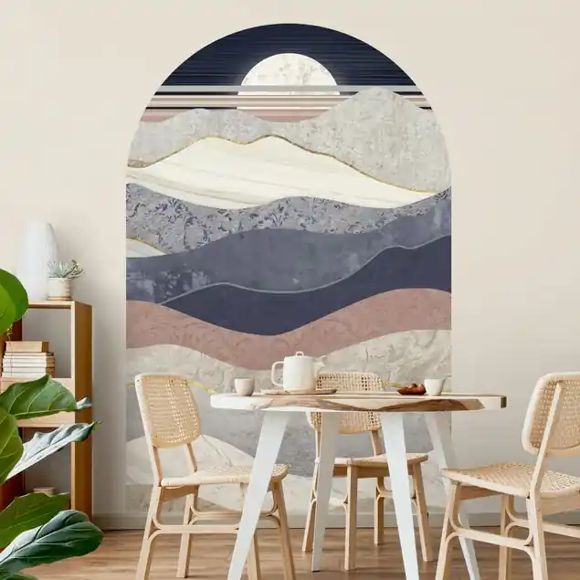 Angebot Wellenförmige Berglandschaft Rundbogen Tapete