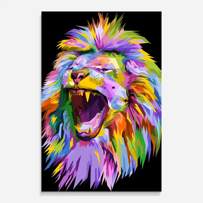 Glasbild Purple Yellow Lion Bestpreis