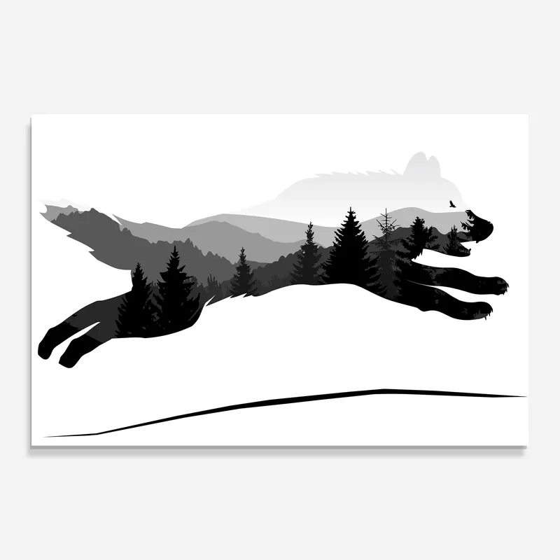 Sale Glasbild Wolf Jump
