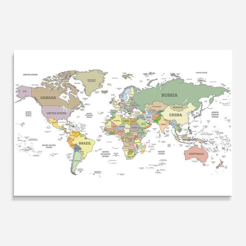 Preisreduziert Glasbild Detailed World Map