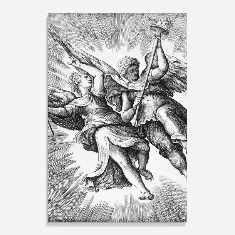 Neu Im Sortiment Glasbild Hand Drawn Angels