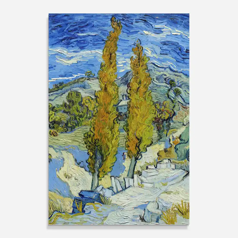 Finale Aktion Glasbild Poplars At Saint Remy