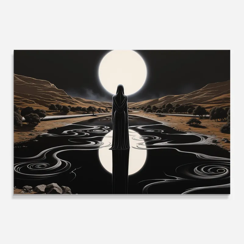 Rabatt Glasbild Robe Looking Moon