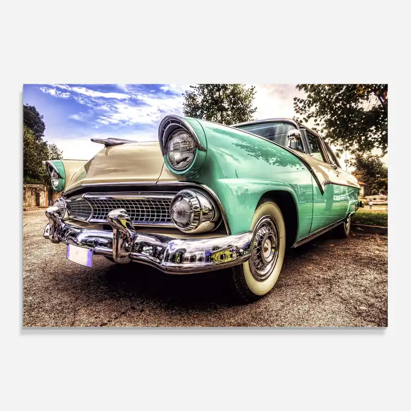 Knallerangebot Glasbild Green Vintage Car