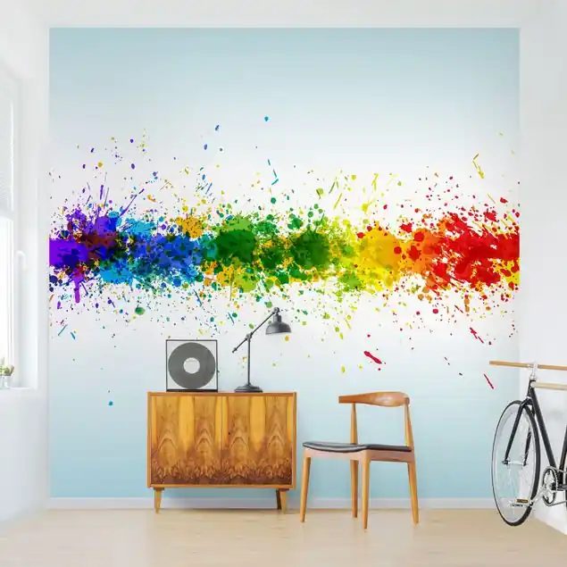 Rainbow Splatter Fototapete • Vliestapete + Kleister • hergestellt in Deutschland Echt