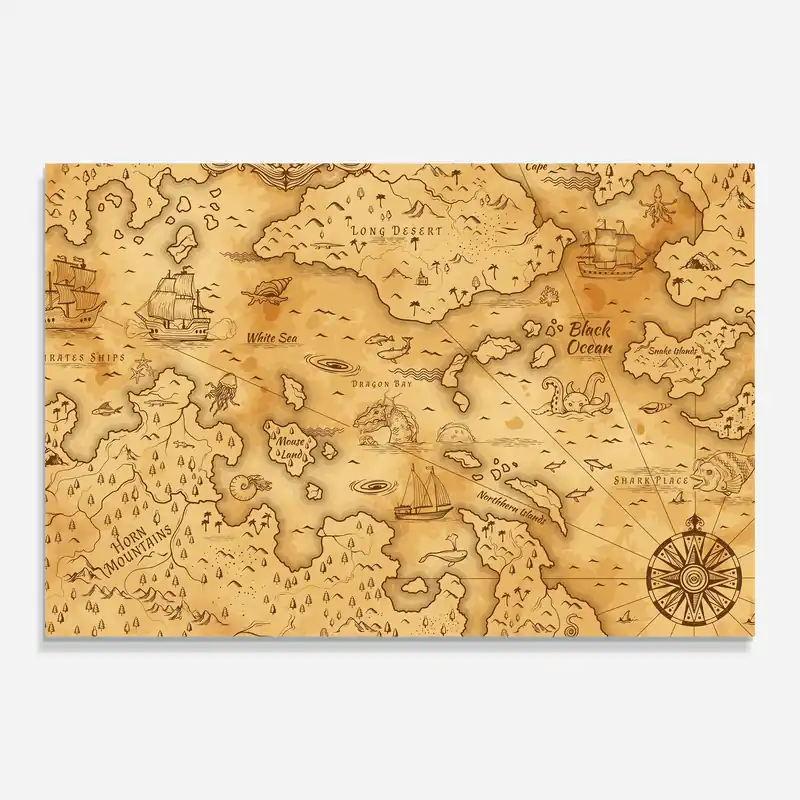 Top-Seller Glasbild Orange Old Map