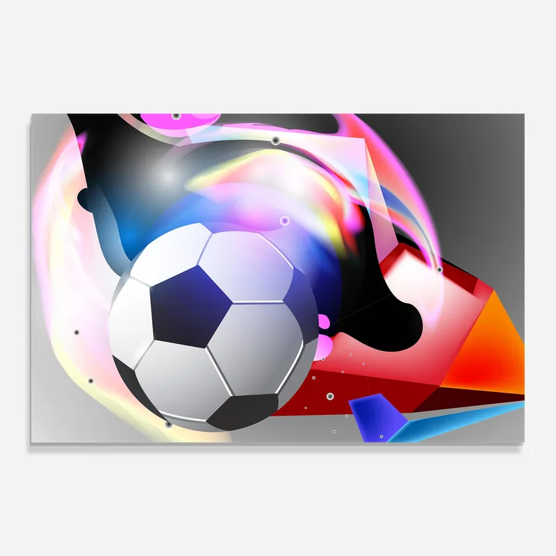 Online Kaufen Glasbild Pink Blue Football Art