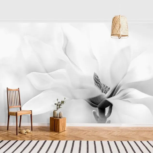 Gratis Versand Zarte Magnolienblüte Schwarz-Weiß Fototapete • Vliestapete + Kleister • hergestellt in Deutschland