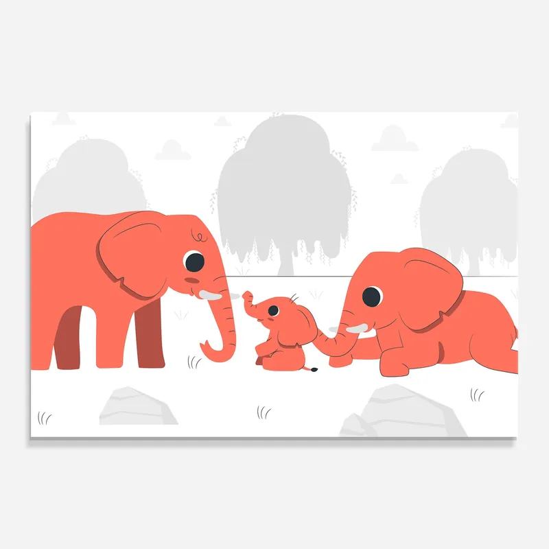 Glasbild Orange Elephant Neue Kollektion