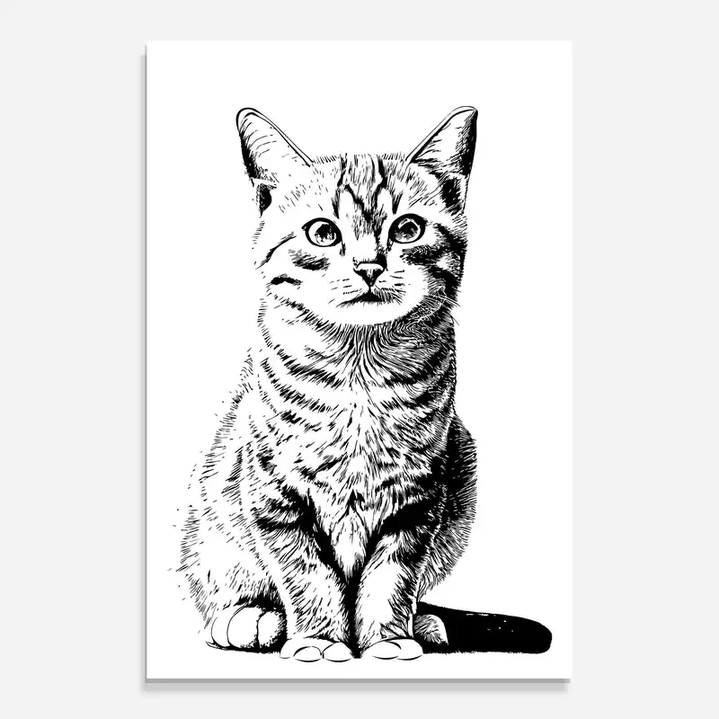 Begrenztes Angebot Glasbild Hand Drawn Cat