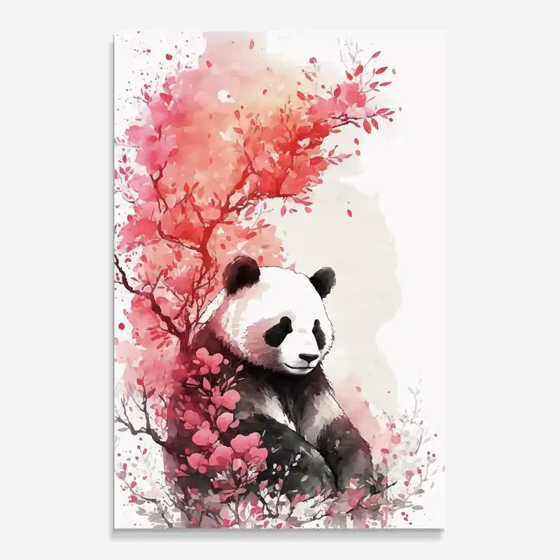 Preis Gesenkt Glasbild Pink Flower Panda