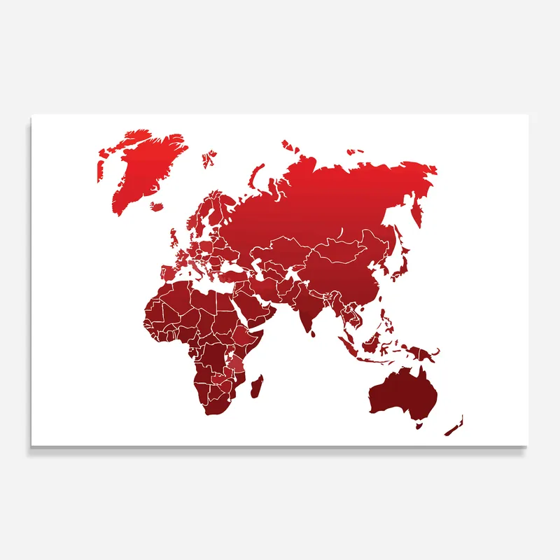 Neue Ware Glasbild Red World Map