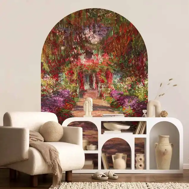 Saisonangebot Claude Monet - Weg in Monets Garten in Giverny Rundbogen Tapete