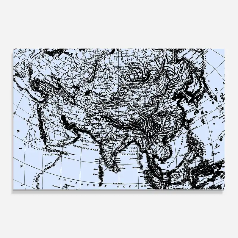 Glasbild Blue Old Map Neue Ware