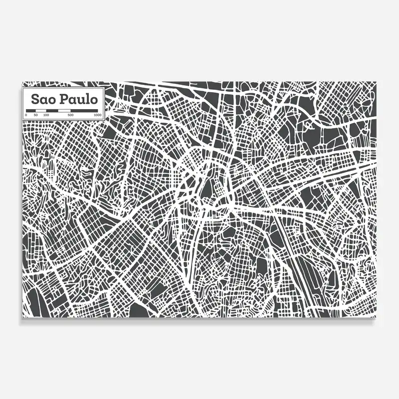 Glasbild Sao Paulo Map Wochenendangebot