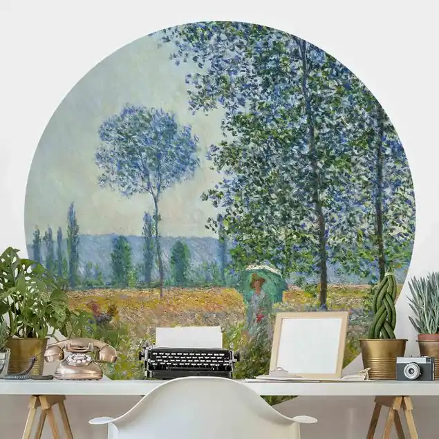 Preisreduziert Claude Monet - Felder im Frühling Runde Fototapete