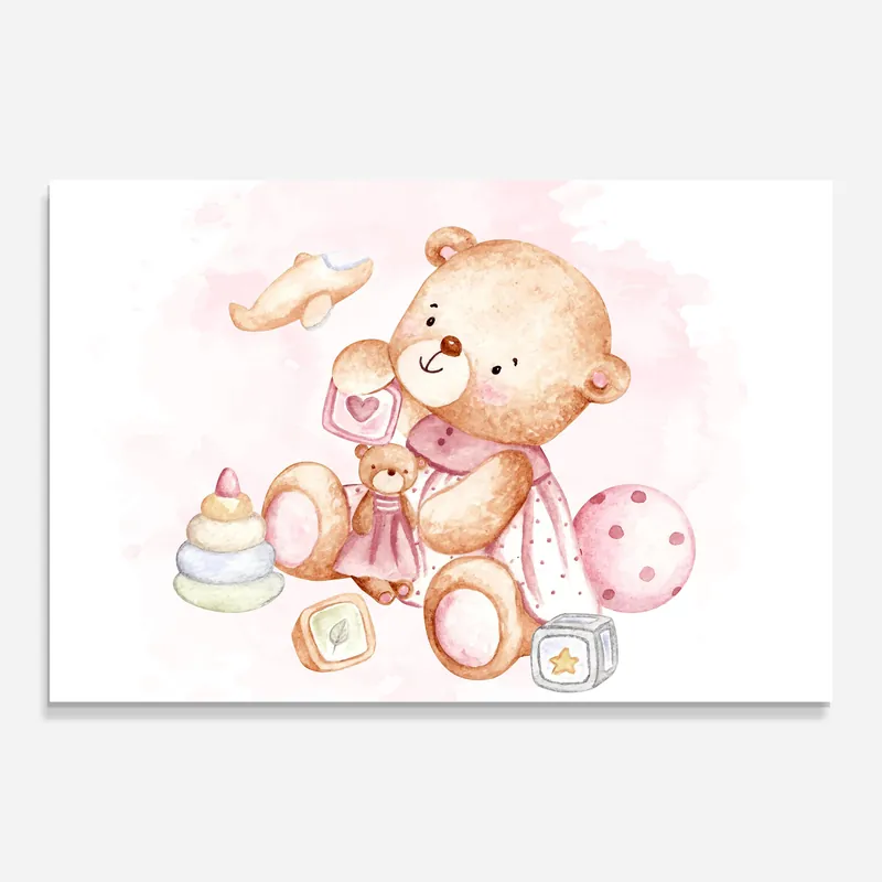 Sale Glasbild Pink Cute Bear