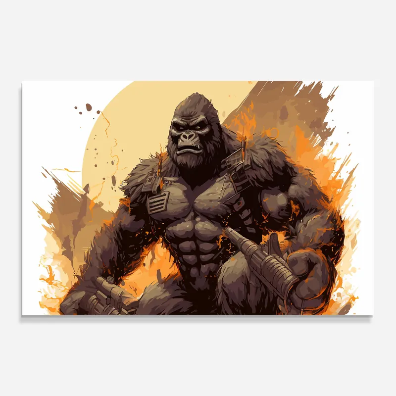 Preiswert Glasbild Gorilla Fight