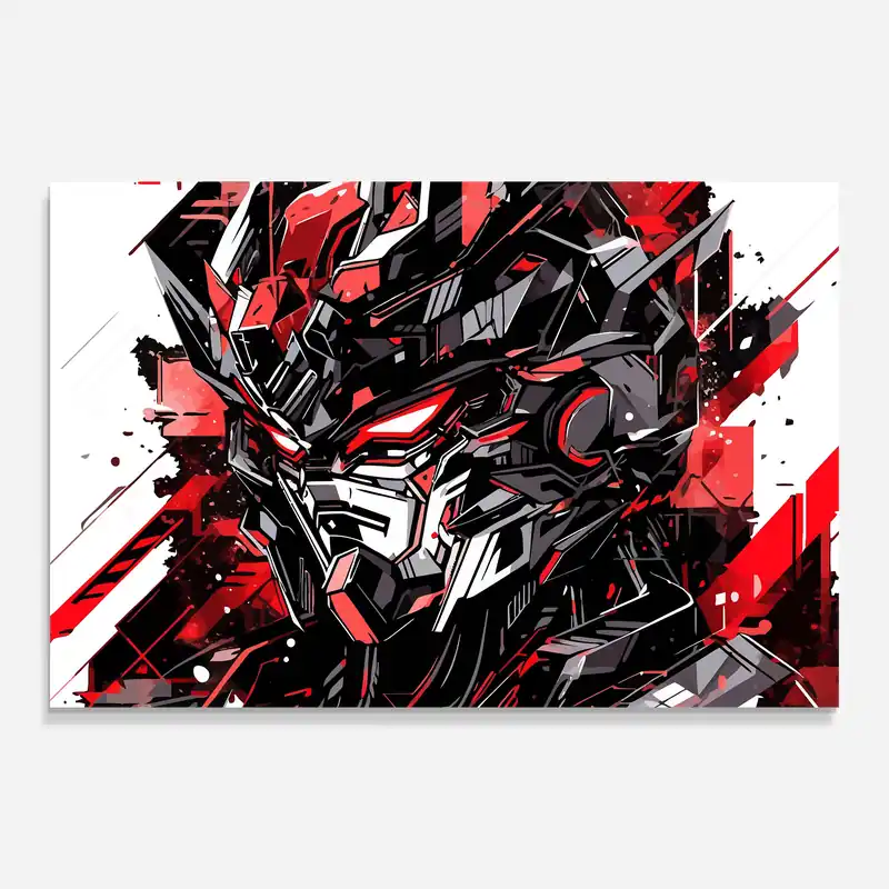 Super-Preis Glasbild Red Black Robot